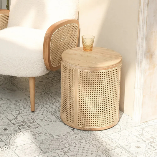 Luna Rattan Storage Side Table