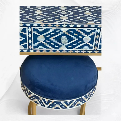 Azure Vine Bone Inlay Console Table with Gold Metal Base