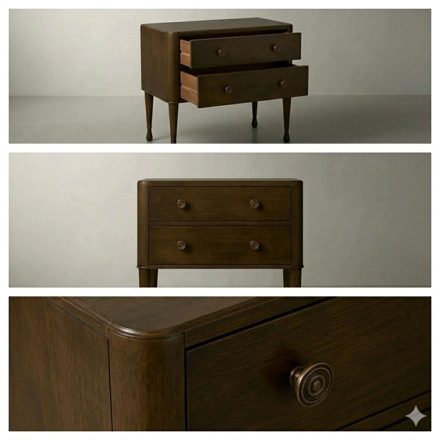 Heritage Walnut Two-Drawer Nightstand