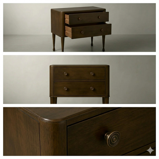 Heritage Walnut Two-Drawer Nightstand