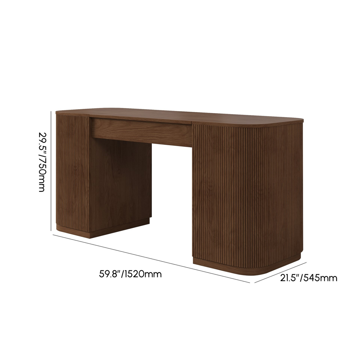 Velign 60" Walnut Standing Computer Desk with 2-Door Storage Cabinet