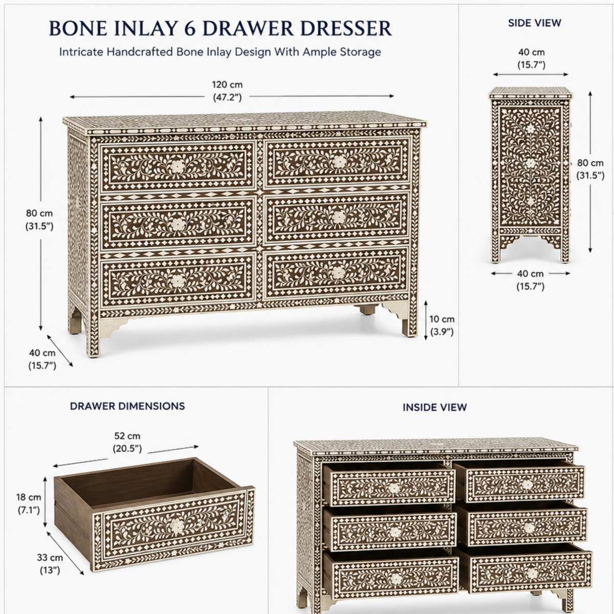 Heritage Floral Bone Inlay Dresser