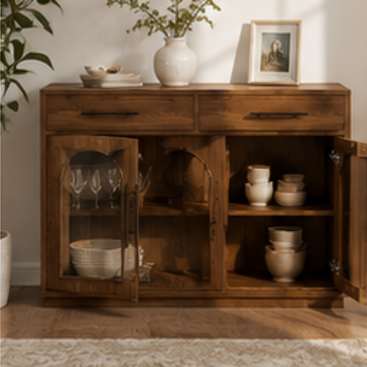 Arched Glass Sideboard Cabinet