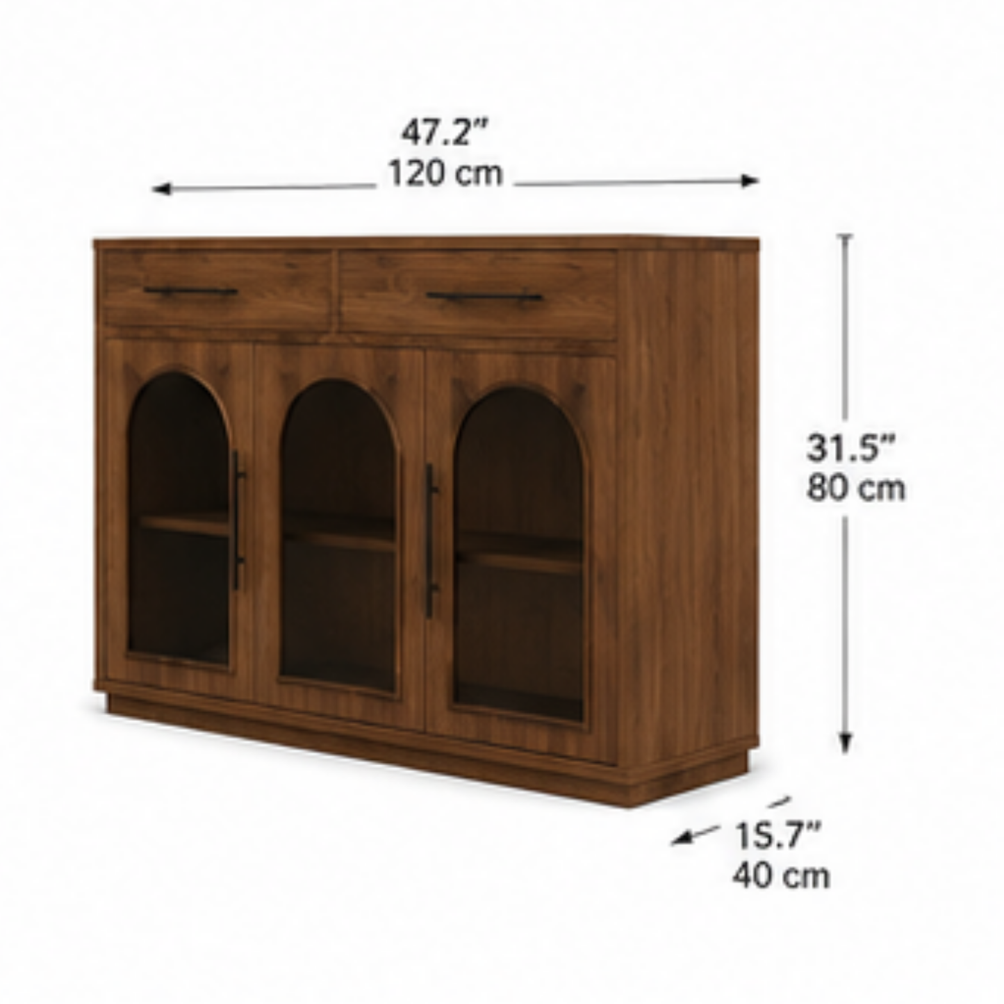 Arched Glass Sideboard Cabinet