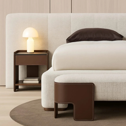 Contemporary Leather-Wrapped Nightstand