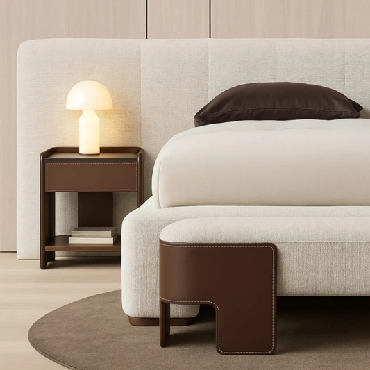 Contemporary Leather-Wrapped Nightstand