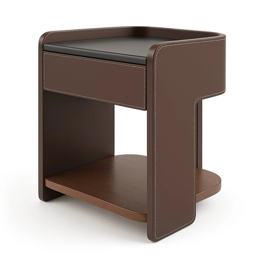 Contemporary Leather-Wrapped Nightstand