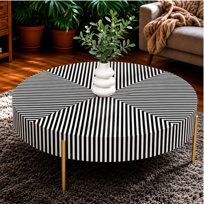 Optica Stripe Round Coffee Table