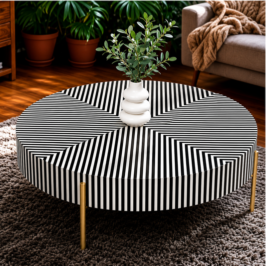Optica Stripe Round Coffee Table