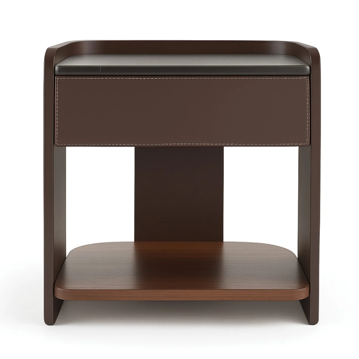 Contemporary Leather-Wrapped Nightstand