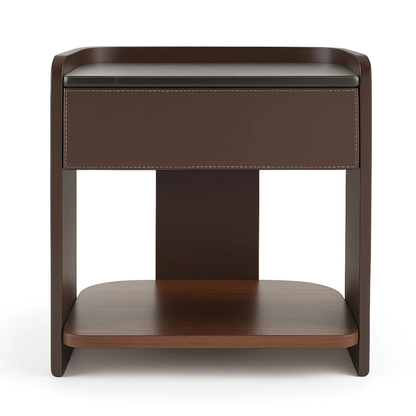 Contemporary Leather-Wrapped Nightstand