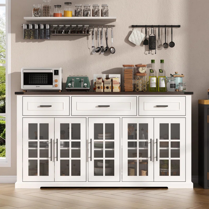 Harper Glass Kitchen Buffet Cabinet