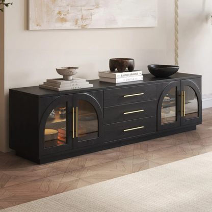 Modern Black TV Stand with Ample Storage