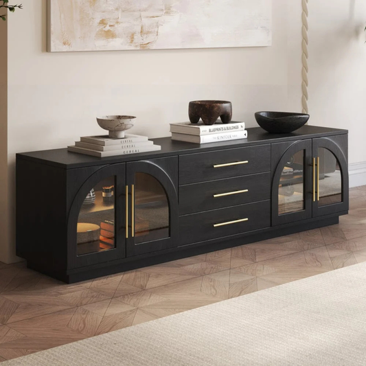 Modern Black TV Stand with Ample Storage