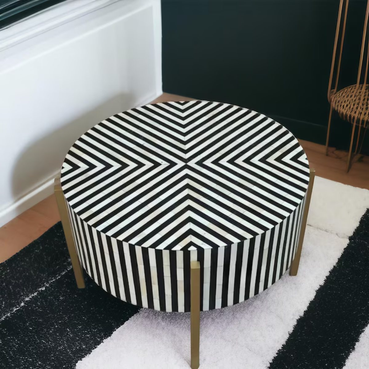 Optica Stripe Round Coffee Table