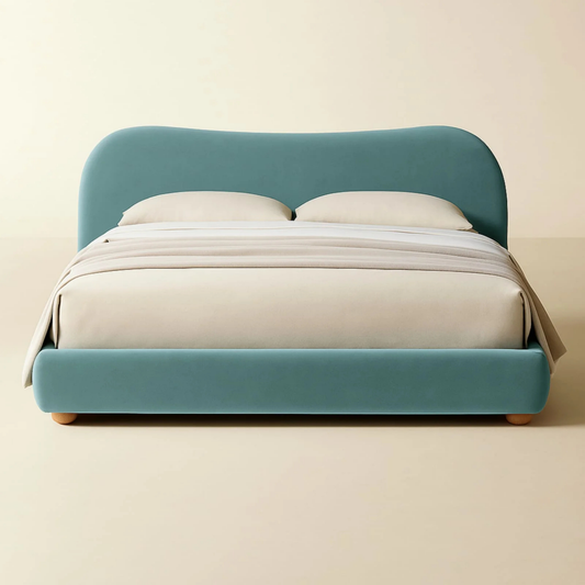 Curved Upholstered Platform Bed