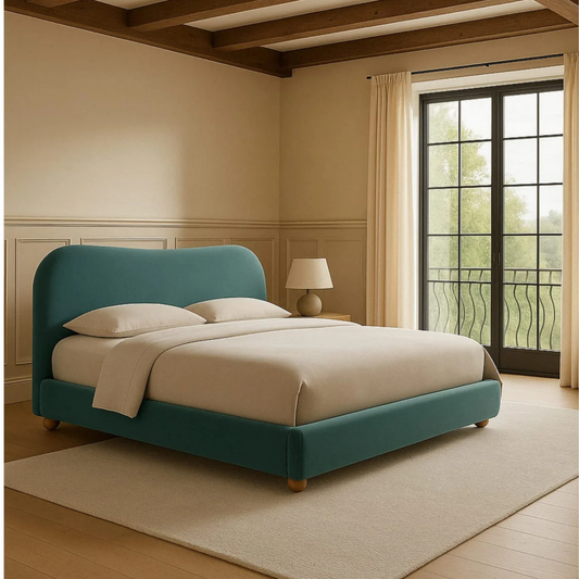 Curved Upholstered Platform Bed
