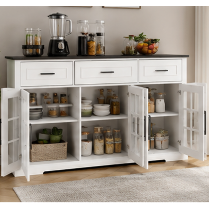 Harper Glass Kitchen Buffet Cabinet