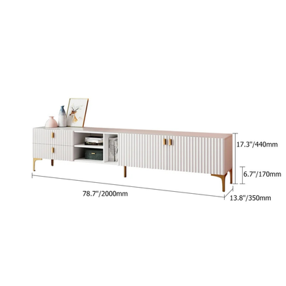 Modern Fluted TV Stand with Gold Accents