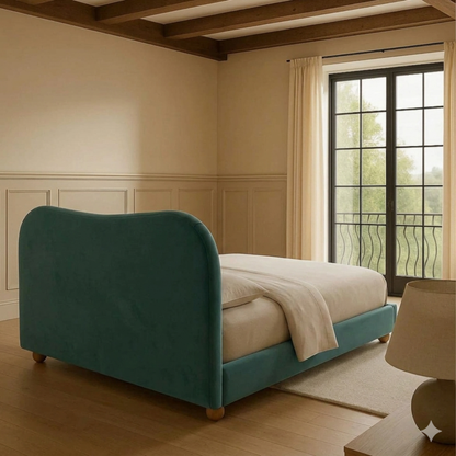 Curved Upholstered Platform Bed