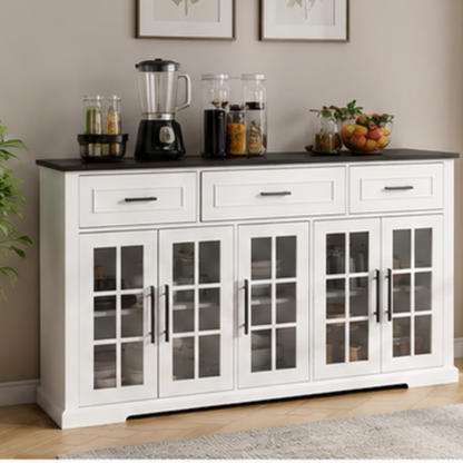 Harper Glass Kitchen Buffet Cabinet
