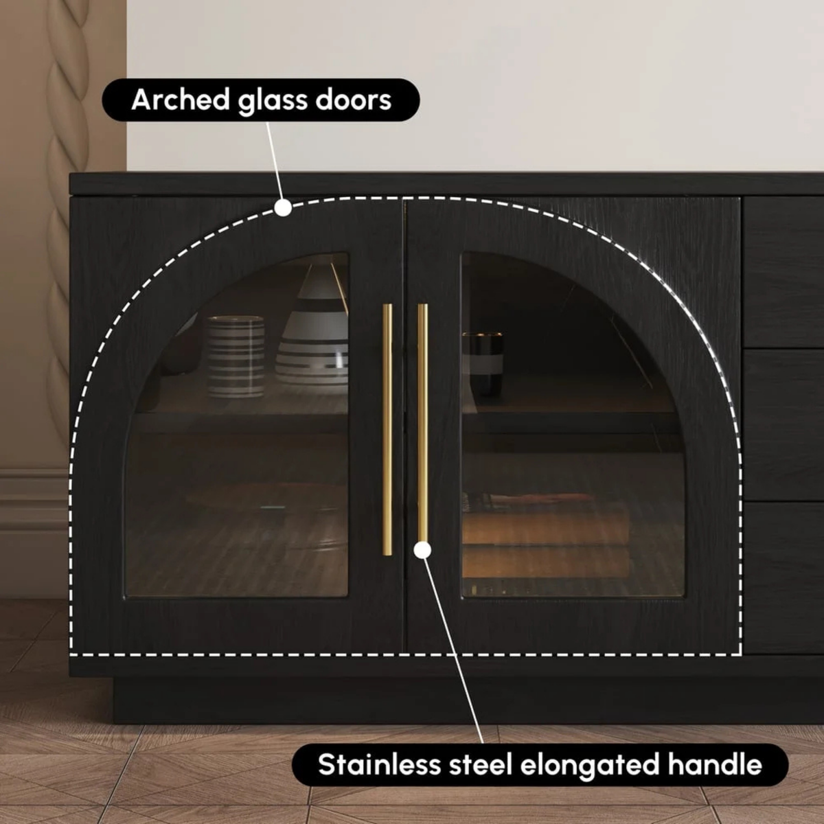 Modern Black TV Stand with Ample Storage