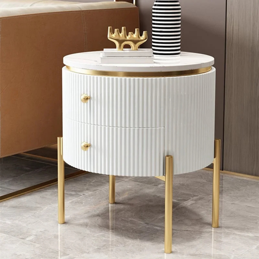 Modern Round Nightstand with Storage