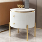 Modern Round Nightstand with Storage