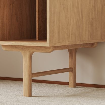 55.1" Mid-century Style Natural Wood Home Office Desk with 3 Drawers