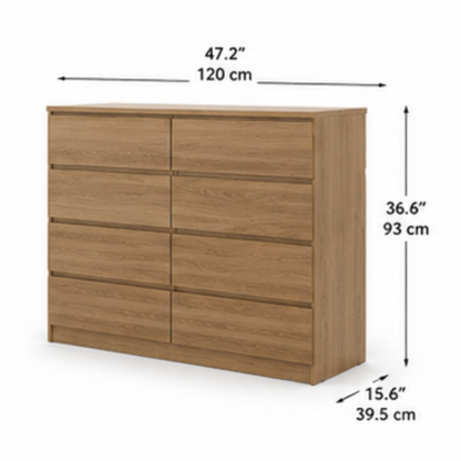 Nordic Oak 8-Drawer Dresser