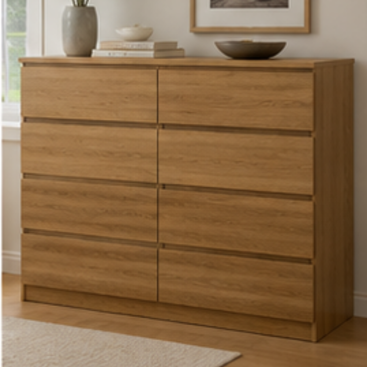 Nordic Oak 8-Drawer Dresser