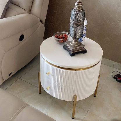Modern Round Nightstand with Storage