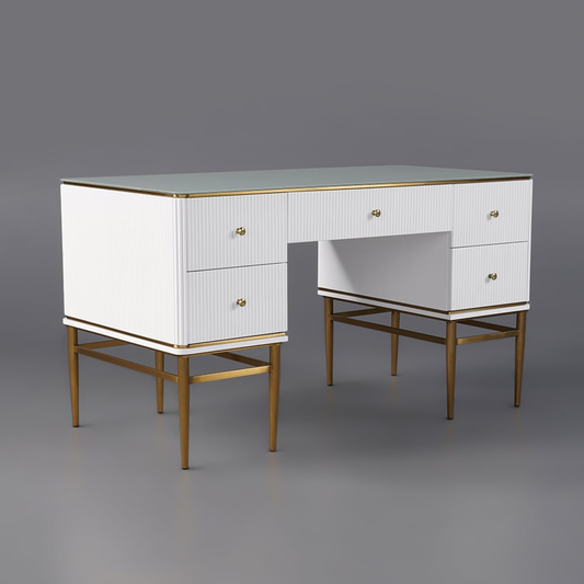 Executive Office Desk with Drawers White Home & Office Furniture (55.1'')