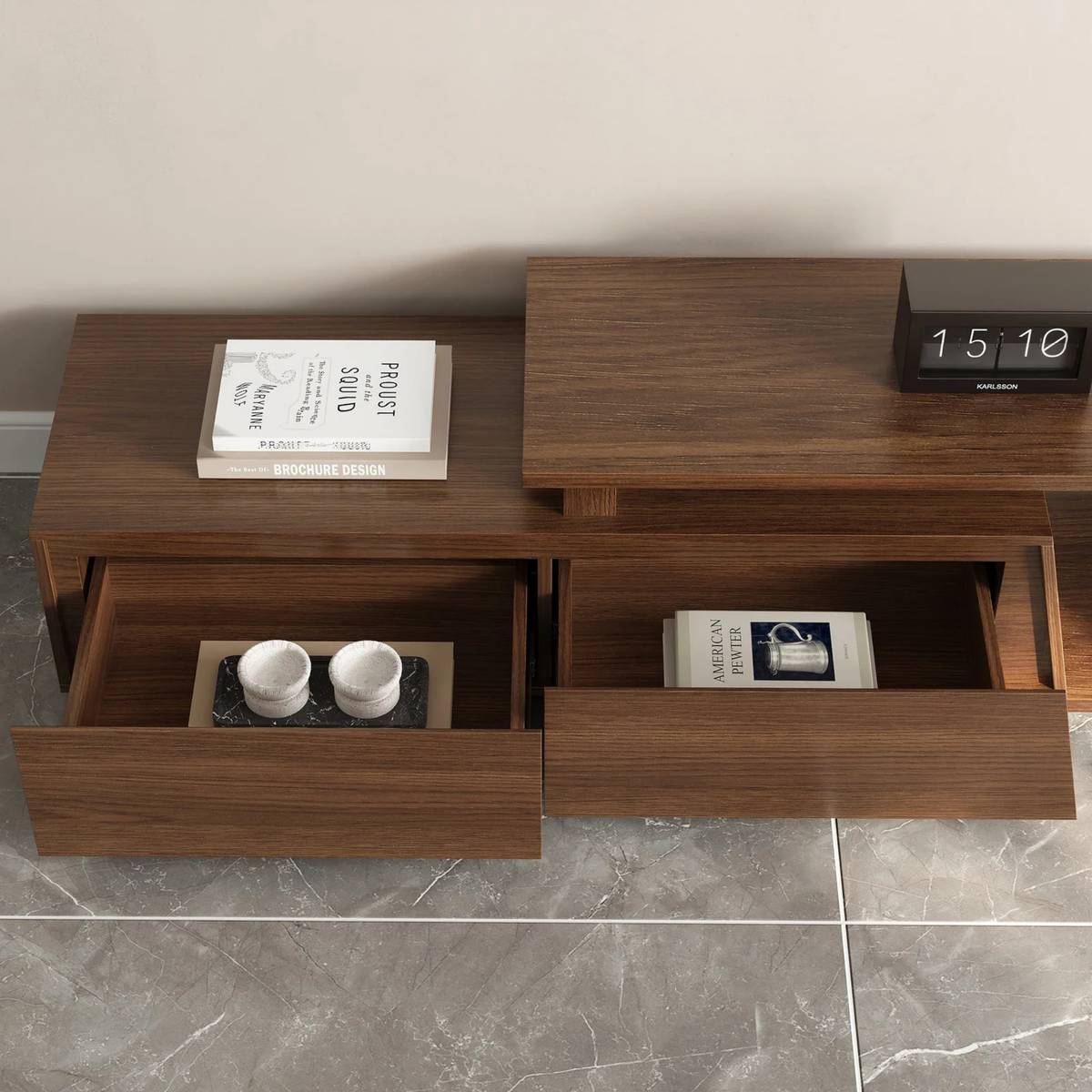 Modern Extendable TV Stand with Ample Storage