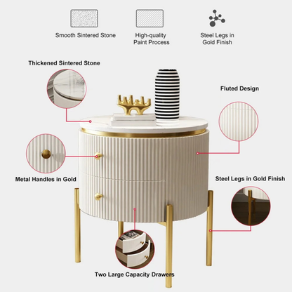 Modern Round Nightstand with Storage