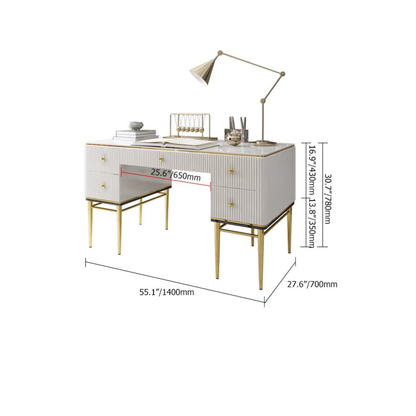 Executive Office Desk with Drawers White Home & Office Furniture (55.1'')