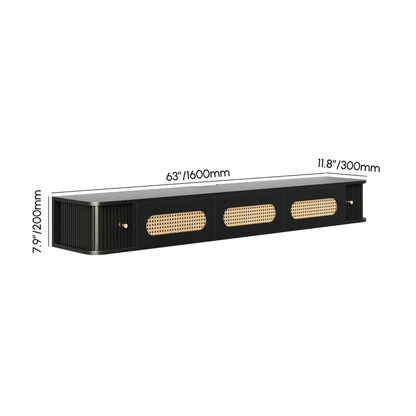 Modern Floating TV Stand with Rattan Accents