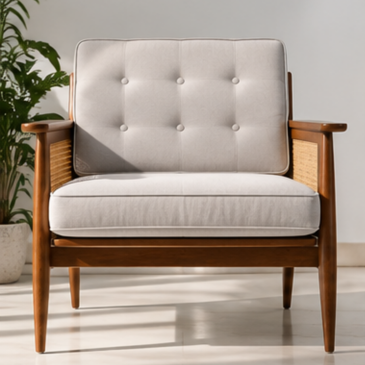 Cane & Walnut Heritage Lounge Chair