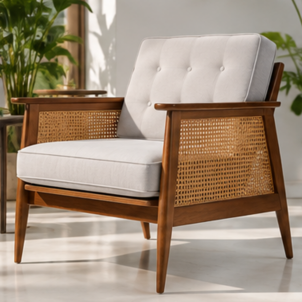 Cane & Walnut Heritage Lounge Chair