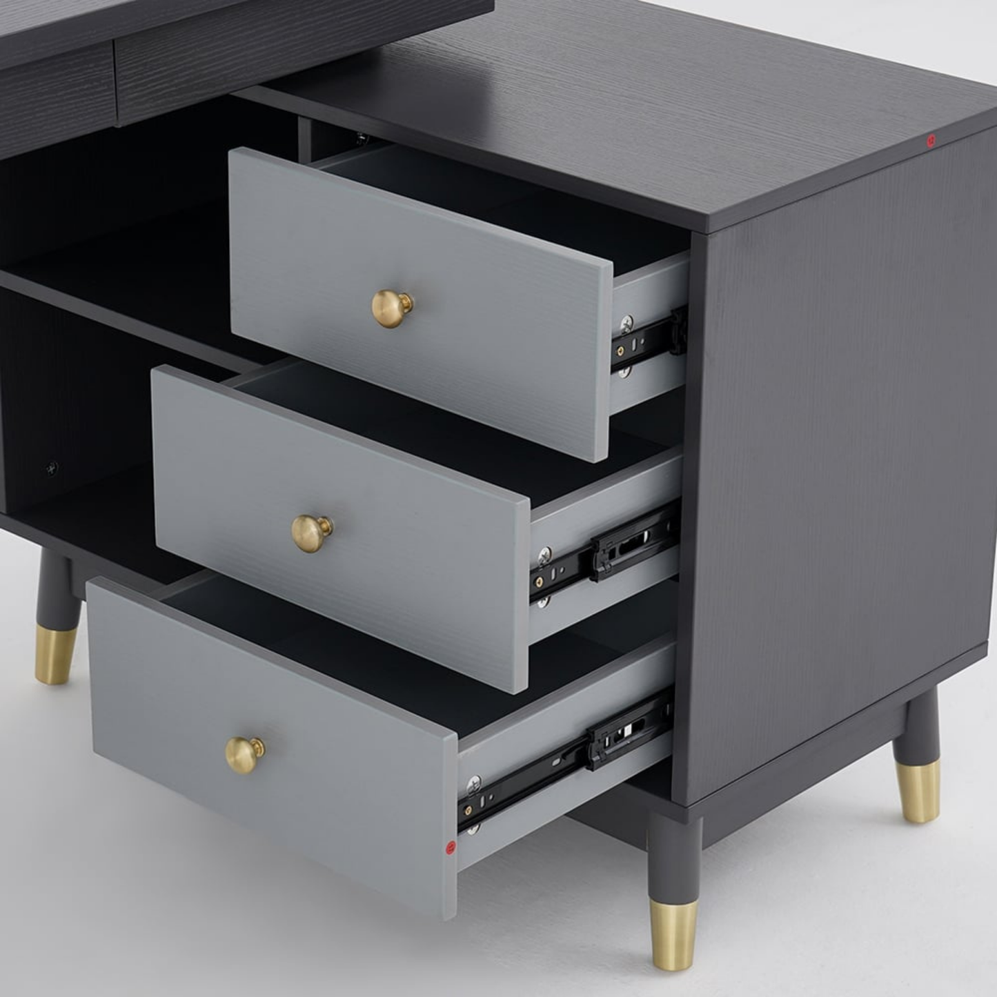 Ultic 47" L-Shaped Gray Rotating Desk with Storage