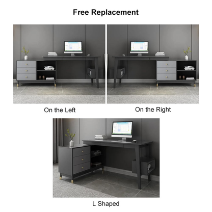 Ultic 47" L-Shaped Gray Rotating Desk with Storage