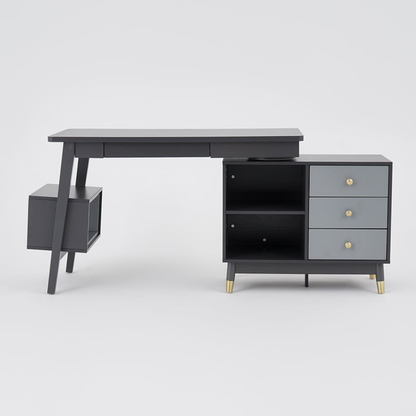 Ultic 47" L-Shaped Gray Rotating Desk with Storage