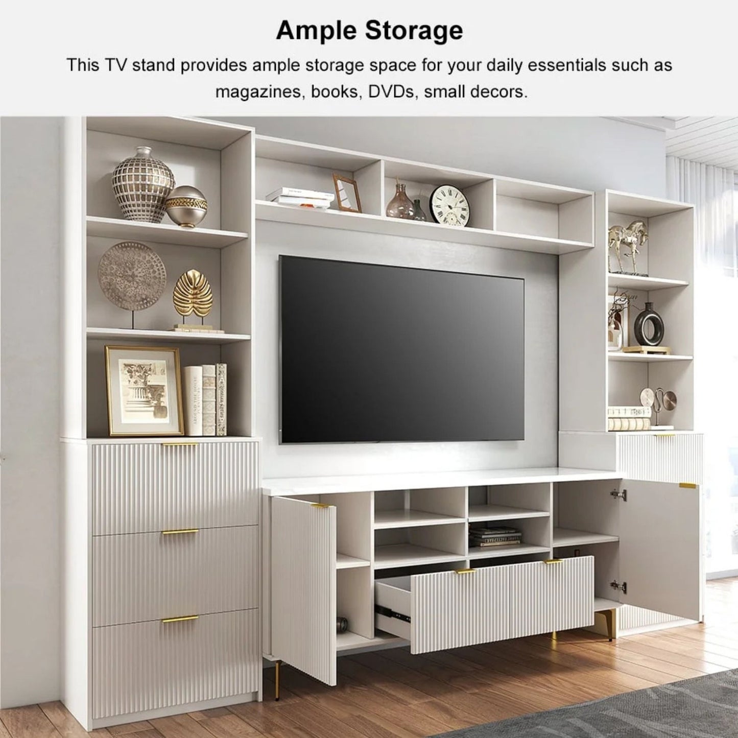 Modern Entertainment Center with Storage Shelves