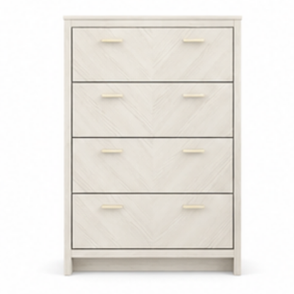 Ivory Chevron 4-Drawer Chest