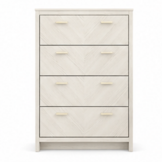 Ivory Chevron 4-Drawer Chest