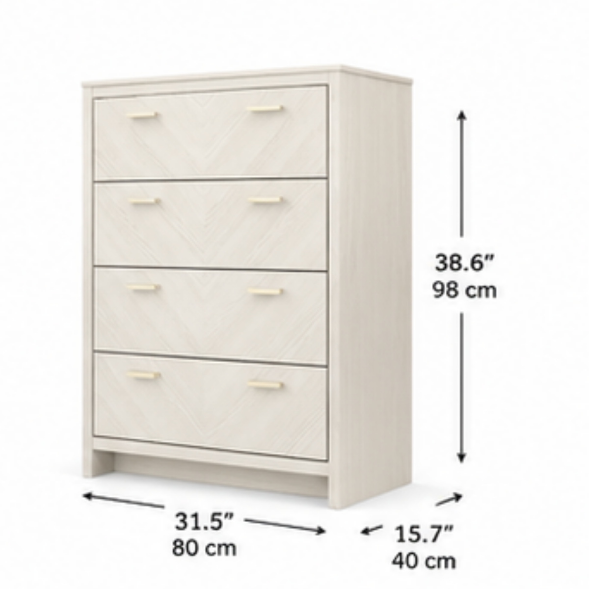 Ivory Chevron 4-Drawer Chest
