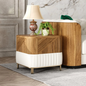 Modern Wood & White Nightstand with Storage Cabinet