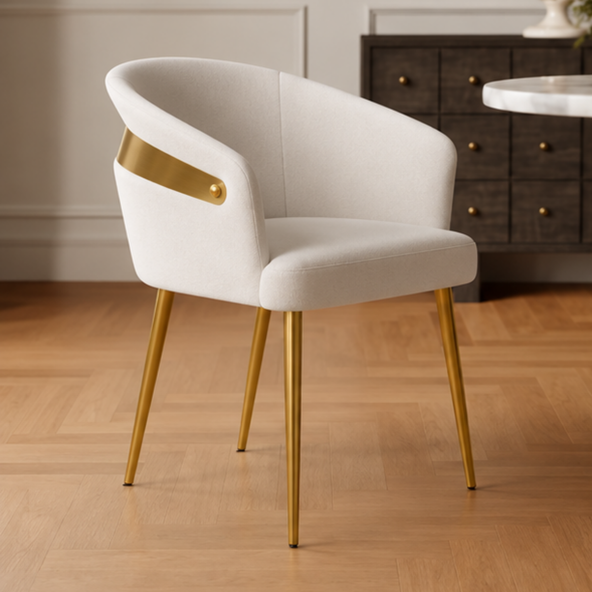 Quilted Ivory Dining Chair