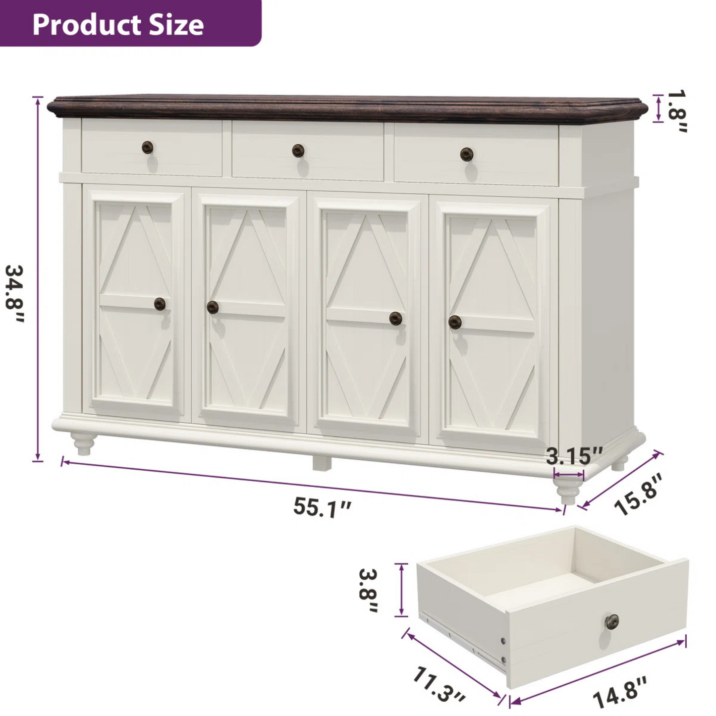 Willow Haven Farmhouse Buffet Cabinet