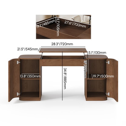 Velign 60" Walnut Standing Computer Desk with 2-Door Storage Cabinet